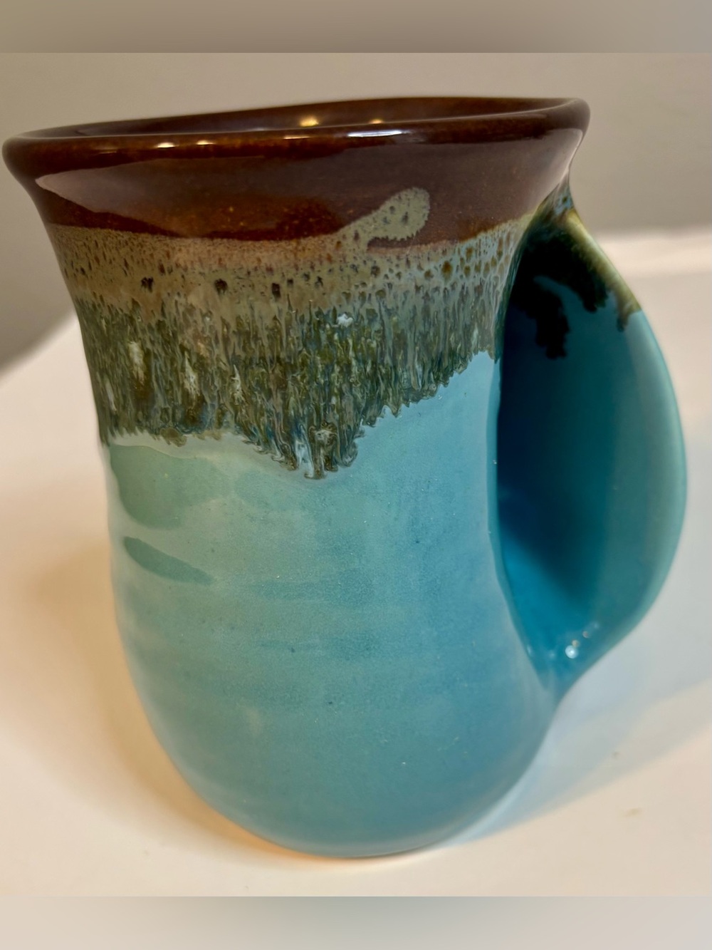 Neher Ocean Tide right handed hand warmer mug Clay in Motion signed 2018